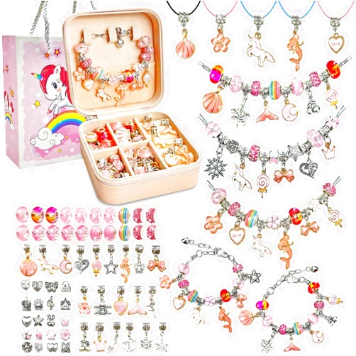 BEIKEETOO DIY Charm Bracelet Making Kit for Girls Christmas Gifts, 162Pcs Kids Jewelry Making Kit for Girls 4-6 8-12, Birthday Gifts for Girls Age 8-10 with Portable Bracelet Organizer Box
