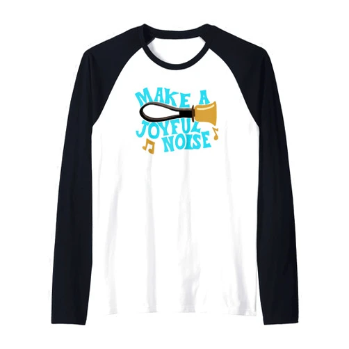 ADC Handbell Players Gear and Gifts For Handbell Choir Ringers Make A Joyful Noise Graphic Raglan Baseball Tee