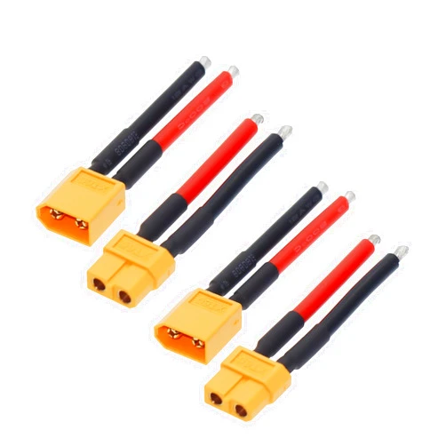 Nvwadayu XT60 Connectors 12AWG, Include XT60 Female Connector, XT60 Male Connector, RC Battery Connector with 50mm Silicon Wire for RC LiPo Battery Cable, RC Car Drone FPV Boat (2 x Female & Male)