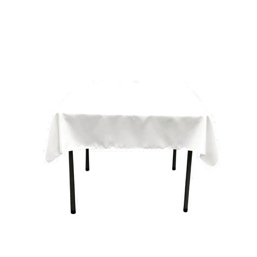 LA Linen Polyester Poplin Washable Square Tablecloth, Stain and Wrinkle Resistant Square Table Cover 52x52, Fabric Table Cloth Square for Dining, Kitchen, Party, Holiday 52 by 52-Inch, White