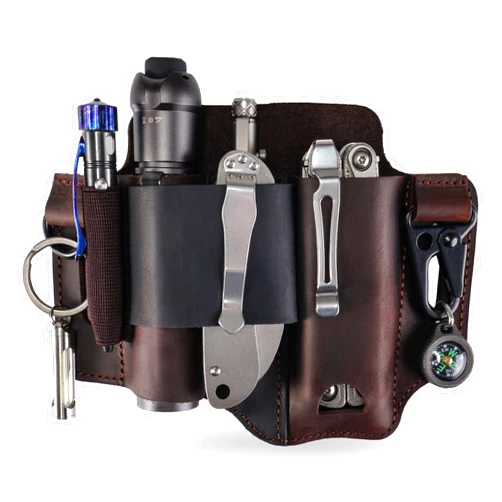 Sayram ST1 Leather Multitool Sheath - EDC Belt Organizer for Leatherman Tools, Flashlight, Pen, and Keychain Clip, Durable and Stylish, Great for Work and Daily Use, Ideal Gift for Men