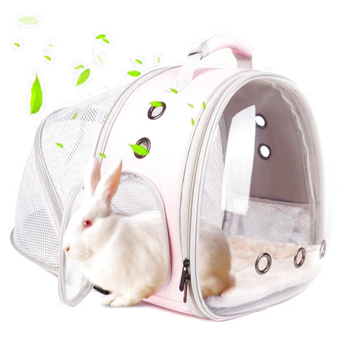 LAIRIES Back Expandable Backpack for Small Animals, Portable Travel Bag Breathable Pet Carrier Cages for Bunny, Guinea Pig, Bearded Dragon, Lizard, Rabbit, Squirrel, Tortoise, Kitten, Sugar Glider