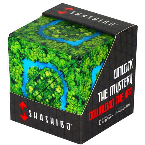 SHASHIBO Shape Shifting Box - Award-Winning, Patented Fidget Cube w/ 36 Rare Earth Magnets - Transforms Into Over 70 Shapes, Download Fun in Motion Toys Mobile App (Wild Series - Jungle)