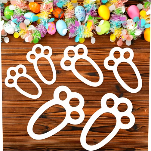 Sinload 6 Pcs Easter Bunny Footprint Stencil Bunny Feet Print Bunny Tracks Stencil Template Reusable Plastic Rabbit Feet Painting Stencil for Easter Party DIY Crafts Bunny Feet for Crafts Mixed Size