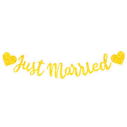 BEISHIDA Gold Just Married Banner - NO DIY, Glitter Wedding Party Banner,Just Married Signs, Bachelorette/Bridal Garland,Engagement Party Decor Supplies, Wedding Reception Party Decorations.