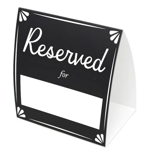 Sutter Signs Reserved For Table Signs 20 Pack | Table Tent Place Cards for Weddings, Restaurants, Events