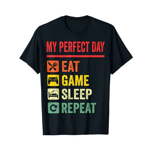 My Perfect Day Video Games Gaming Apparel My Perfect Day Video Games T-Shirt Funny Cool Gamer Tee Gift T-Shirt