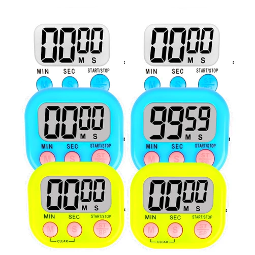 ZILLEEN 6 Pack Kitchen Timers for Cooking Digital Classroom Timers for Teachers Kids White Blue Green