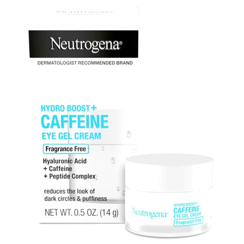 Neutrogena Hydro Boost + Eye Cream for Dark Circles & Puffiness, Under Eye Cream with Caffeine, Hyaluronic Acid and Peptides, Fragrance Free, 0.5 oz