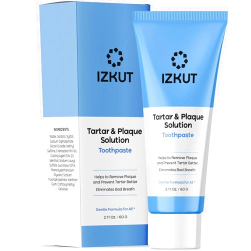 IZKUT Plaque & Tartar Remover Toothpaste for Teeth: Removes Plaque & Controls Tartar Build-up - Long-Lasting Fresh Breath, Deep Cleansing & Gum-Friendly Toothpaste for Adults & Kids, Mint