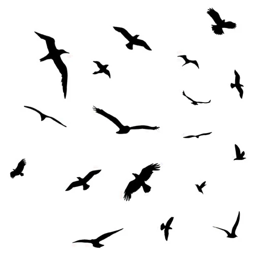 VWAQ Bird Stickers Wall Decals Sticker Decorative Nature Flying Black Birds Flock Wall Décor Nursery Mirror Peel and Stick Removable