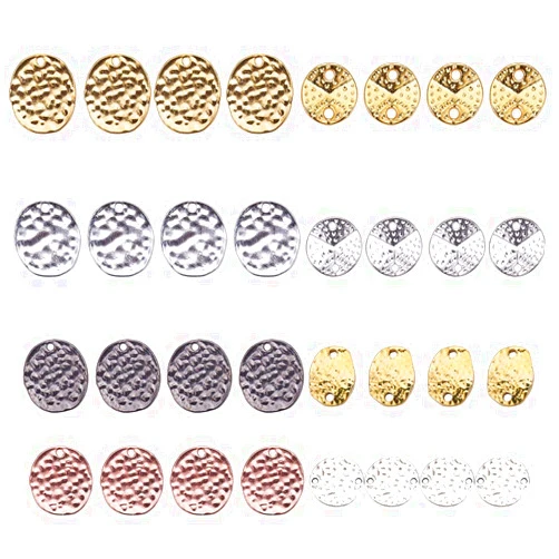 SUNNYCLUE 1 Box 32pcs 8 Styles Disc Charms Flat Round Charms for Jewelry Making Alloy Links Connectors Charm Stamping Charms Dangles Pendants DIY Earrings Findings Handcraft Supplies Women