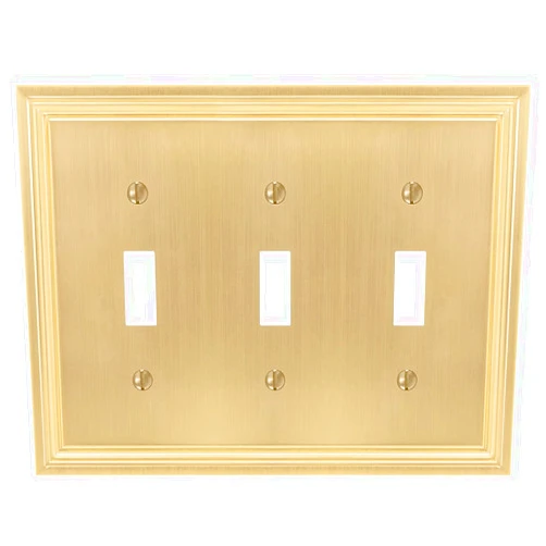 Amerelle 98TTTSB Daltry Wallplate, 3 Toggle, Cast Metal, Satin Brass, 1-Pack
