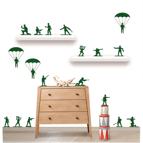 FARAMON Cool Army Men Soldiers Helicopters Pack for Boy Kids Bedroom Vinyl Decal Home Decor Art