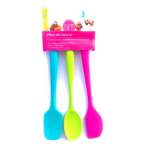 Core Kitchen 3 Piece Mini Utensil Set - Teal, Lime Green, Fushia