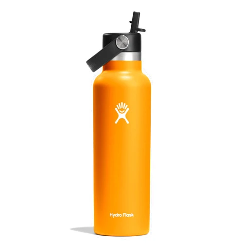 Hydro Flask - Water Bottle 621 ml (21 oz) - Vacuum Insulated Stainless Steel Water Bottle with Flex Straw Cap - BPA-Free - Standard Mouth - Fossil