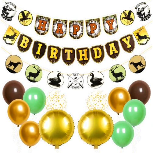 Pirese Hunting Birthday Party Decorations, Hunter Birthday Party Supplies, Hunting Party Decorations, Duck Hunting Birthday Decorations | Hunter Happy Birthday Banner | Deer Birthday Party Decorations