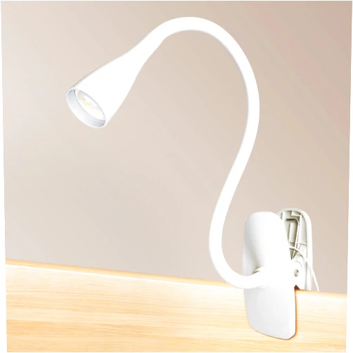 TOPMB LED Reading Light, Eye-Caring Book Light for Reading in Bed, 360° Flexible Clip on headboard lamp, 5W 3000k Desk Lamp with Clamp for Bedroom, Office, Painting, Workbench and Sewing, White