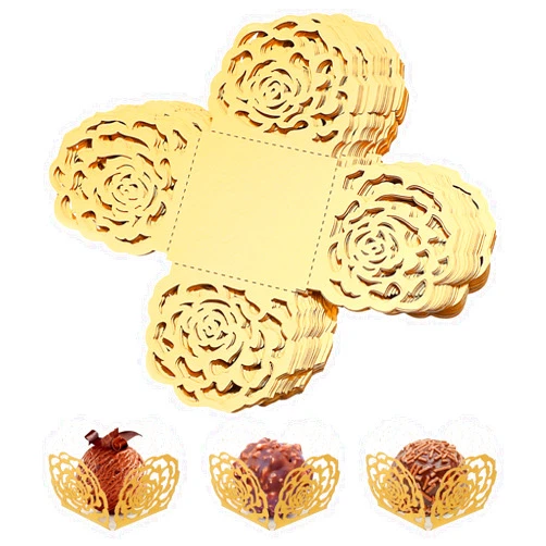 TOYANDONA 50Pcs Paper Truffle Wrappers Truffle Wrap Liners, Small Flared Paper Baking Cups Cupcakes Muffin Case Trays for Baby Shower Wedding Birthday