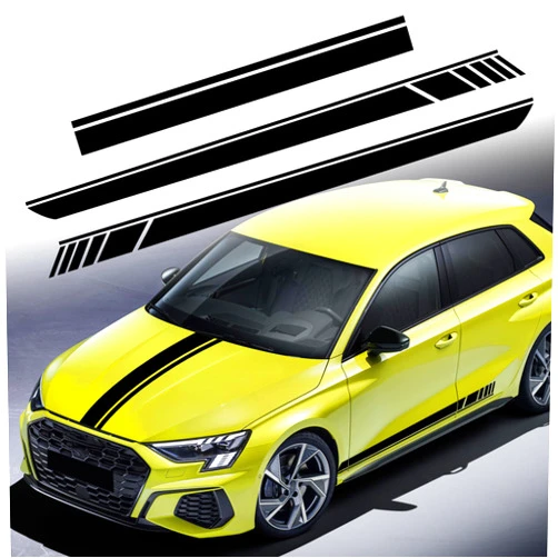TOMALL 3pcs Car Side Body Stickers Car Hood Decals for Car Sports Racing Stripe Decal Auto Vinyl Waterproof Graphics Stickers Car SUVs Door Roof Hood Bumper Sticker Universal Decal Decorations (Black)