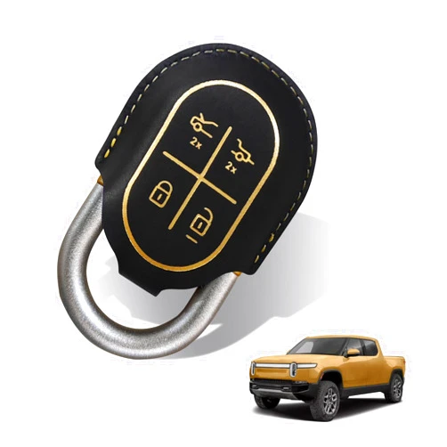 BestEvMod for Rivian R1T & Rivian R1S Key Fob Cover Accessories Leather Key Shells Protector Remote Key Case Compatible with Rivian R1T/R1S 2022 2023 2024 2025 Accessories (R1T)