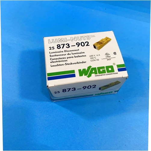 WAGO 873-902 Lighting Disconnect, 2 Contacts, 1 Rows, Lighting Connector, CLAMP, Receptacle, LUMI-Nuts Series