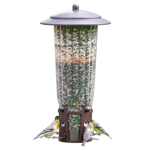Perky-Pet 334-1SR Squirrel-Be-Gone Max Large Wild Bird Feeder with Flexports, Squirrel Proof Bird Feeder with Weight-Activated Perches - 4LB Seed Capacity