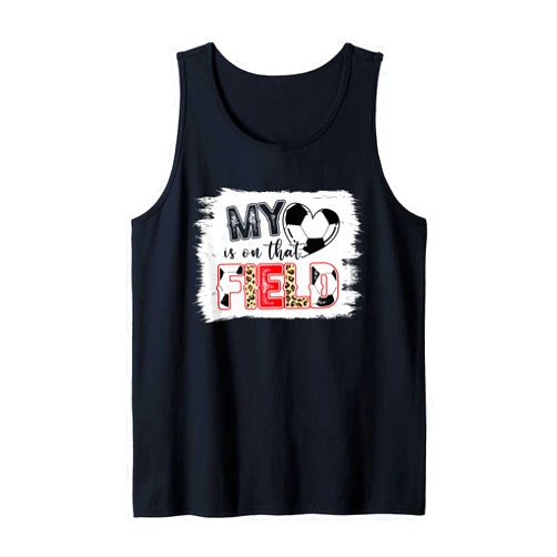 Leopard My Heart Is On That Field Soccer Love Game Day Vibes Tank Top