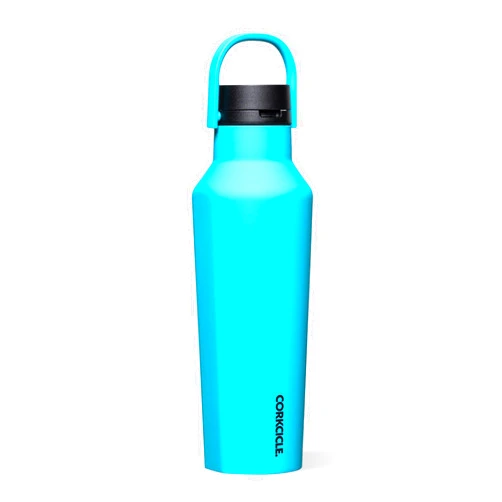 Corkcicle Sport Canteen - Keeps Drinks Cold 25 Hours - Stainless Steel Water Bottle - Triple-Insulated - Spill-Proof - Summer Drinkware Gift - Keeps Drinks Ice Cold - 20 oz - Capri Blue