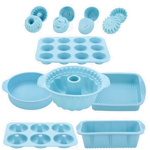 Ayedvan 30PCS Nonstick Silicone baking set,Silicone Cake Molds, Baking Sheet, Donut Pan for baking sets with 24 Pack Cupcake Mold Baking Cups