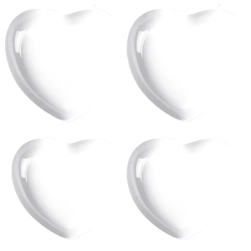 Tioncy 4 Pcs Ceramic Heart Shaped Plates 9 Inches Porcelain Heart Bowls Cute Plates Dinner Dishes for Dessert Salad Appetizer Party Supplies(White)