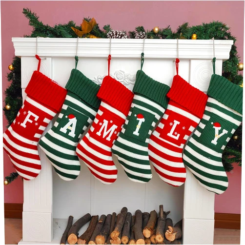 XENTUMI Christmas Stocking Knit Initial Christmas Stockings for Family Farmhouse Monogram Letter Christmas Stockings Christmas Decorations Gift Stocking Personalized Stocking Embroidered Letter H