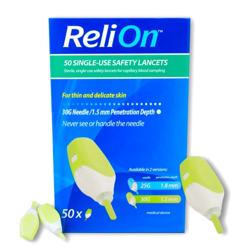 FUSION SHOP STORE Smart choices, meaningful life! ReliOn Lancing Device - Single Use 2 In 1 30G Needle, For Thin and Delicate Skin, 50 Count (Pack of 1), Boxed by Fusion Shop Store.