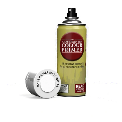 The Army Painter Color Primer, Matt White, 400ml, 13.5oz - Acrylic Spray Undercoat for Miniature Painting