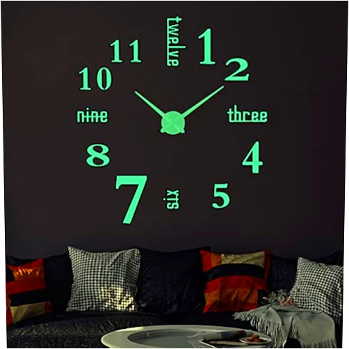 FASHION in THE CITY Luminous 3D DIY Mirror Surface Wall Clocks Modern Design Living Room Decorative Clocks (Luminous)