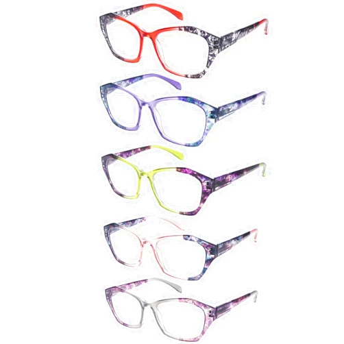 BONCAMOR 5 Pack Fashion Reading Glasses for Women Blue Light Blocking Computer Readers for Women Anti Glare Eyeglasses