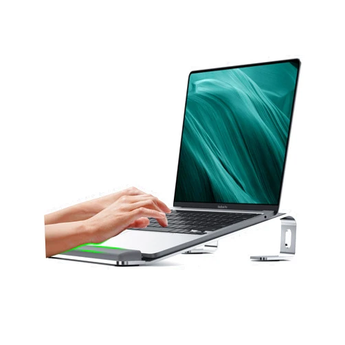 JCZT Laptop Stand for Desk, Aluminum Computer Riser with Wrist Rest Pad, Detachable Laptop Mount, Heavy Stable Laptops Holder for MacBook Air Pro, Dell, HP, 10 to 17 Inches Notebooks, Silver