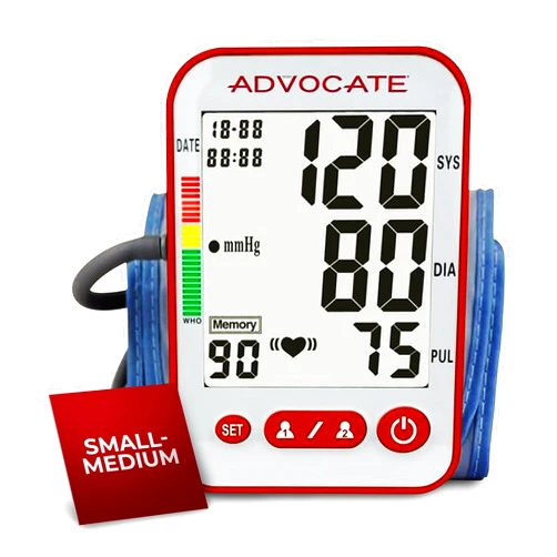 Advocate Digital High Blood Pressure Monitor for Home Use - Automatic Blood Pressure Cuff for Upper Arm Fit – Blood Pressure Machine - Records Data for 2 Users - BP Cuff Machine Small/Medium