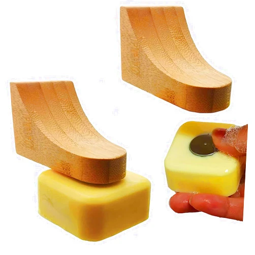 Kep-Mve (2Sets)Bamboo Magnetic Bar Soap Holder For Shower Wall,Magnet Soap Saver For Bar Soaps Self Draining,Shower Storage for Soaps & Beard Shampoo Bars -No More Soggy Soaps,Soap Dish Dispenser Bath Kitchen