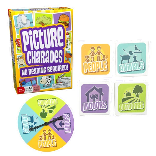 Outset Media Picture Charades for Kids - No Reading Required! - Contains 4 Deck, 192 Cards Total - Ages 4+