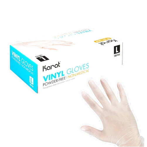 Karat [Large - 1,000 ct] Clear Vinyl Disposable Gloves, Powder-Free, Great Fit, Tear-Resistant for Multi-Purpose (FP-GV1008)