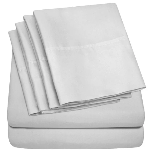Fabricalicious Linen 100% Cotton Bedding Sheet set 6 Pieces Easy Fit, Cool Bed Sheets Hotel Luxury 400 Thread Count Super Soft & Pleasant to Breath Bed Sheet Set Queen Size 18 Inches Deep Pocket (Light Grey Solid)
