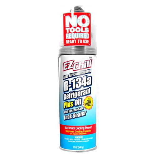 Parts Universe EZ Chill Car Air Conditioning, R-134a Refrigerant,Plus Oil,Stop Leak Kit with O Rings, Hoses and Gaskets, Restores Lost Refrigerant,A/C Cooling, Includes Disposable Recharge Hose, 12Oz
