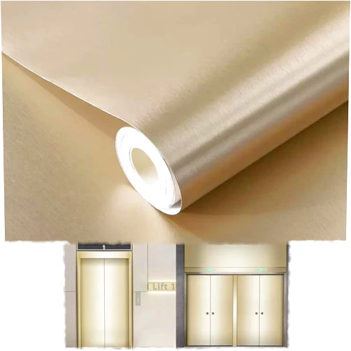 HCZION Brushed Silver Contact Paper Stainless Steel Peel and Stick Wallpaper Removable Contact Paper, Self Adhesive Wall Paper for Kitchen Replace Update Door (Color : Champagne, Size : 40CM/15.7in