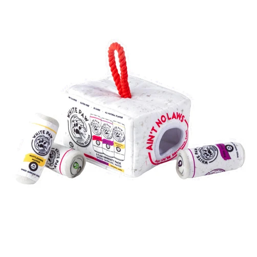 Haute Diggity Dog White Paw Interactive Activity House, Plush Designer Dog Toys with Interactive Squeaker, Stimulating Pet Enrichment, Machine-Washable & Safe Materials for All Breeds, One Size
