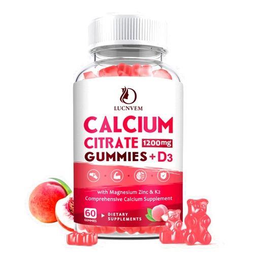 LUCNVEM Calcium Citrate 1200mg with Vitamin D3 Gummies, Calcium Gummies with Vitamin D3 for Women & Men, Calcium Magnesium Zinc for Bone Muscle Healthy- Natural White Peach Flavor- 30 Day Supply