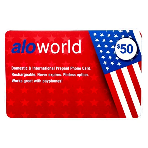 Alo World Phone Card for International & Domestic Calls, Prepaid Calling Card for Any Phones & Payphones | $50 USD