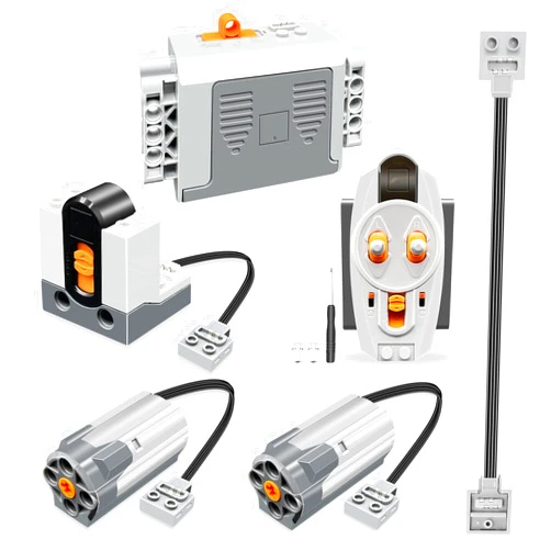 BriCool 6-in-1 Motor Kit Compatible with Lego Technic, DIY Motorized Building Set, Power Function Motor Set with M-Motor, Remote Control, Receiver, Battery Box, Extension Wire