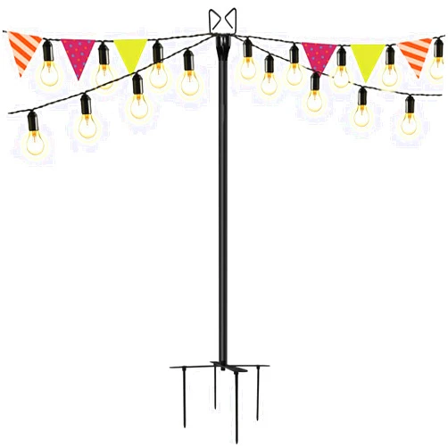 HIEDUYT String Light Poles for Outside Adjustable 10FT Light Poles for Outside String Lights for Outside String Lights Hanging,Garden Lawn, Patio, Christmas, Wedding, Party