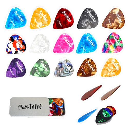 Nsidd 60 Pack Guitar Picks with Organizer Storage Box, 0.46 0.71 0.96mm Includes Thin, Medium, Heavy Colorful Celluloid Guitar Picks for Acoustic Guitar Electric Guitar Bass Ukulele